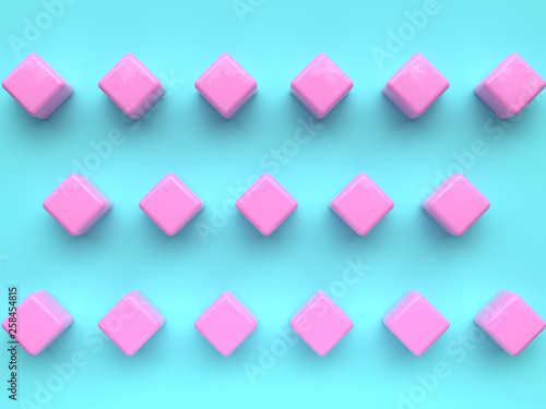 flat lay scene background group of blue pink geometric shape pattern set minimal abstract 3d rendering