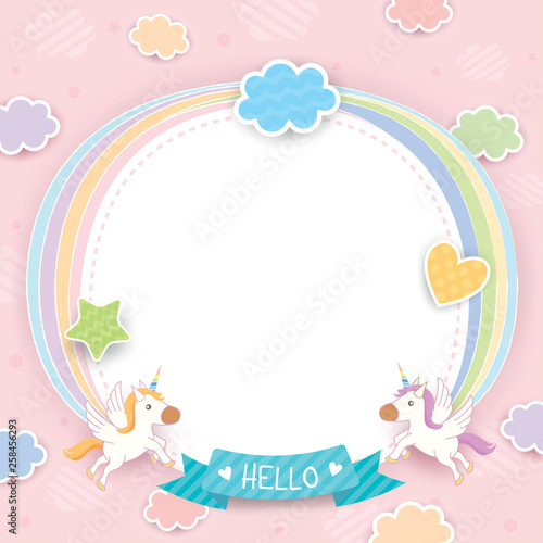 Unicorns rainbow frame