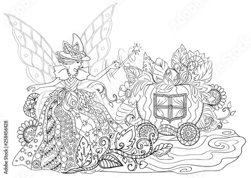 Page coloring to the fairy tale Cinderella