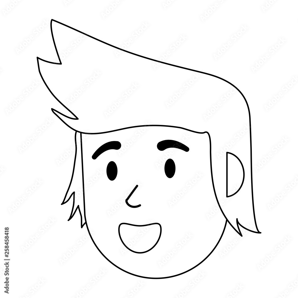 Man smiling face cartoon black and white Man smiling face cartoon black and white