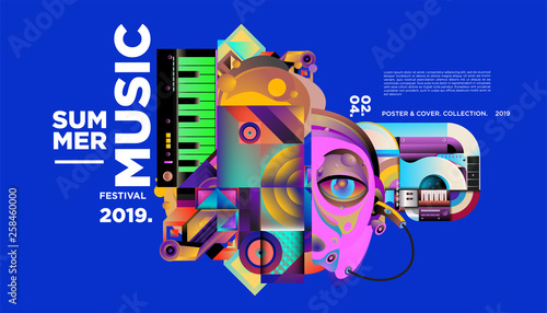 Summer Colorful Art and Music Festival Banner and Cover Template for Event  Magazine  and Web Banner.