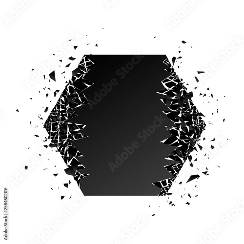 Black square with debris on white background. Place for your text. Vector illustration for banner, lettering, invitation, poster.