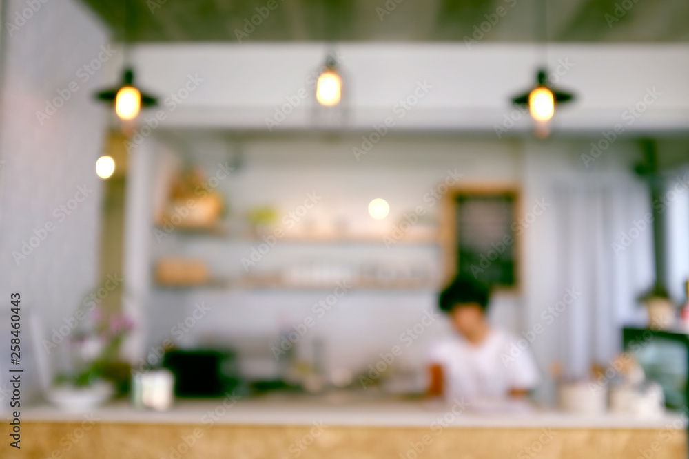 Defocused Coffee counter in a cafe