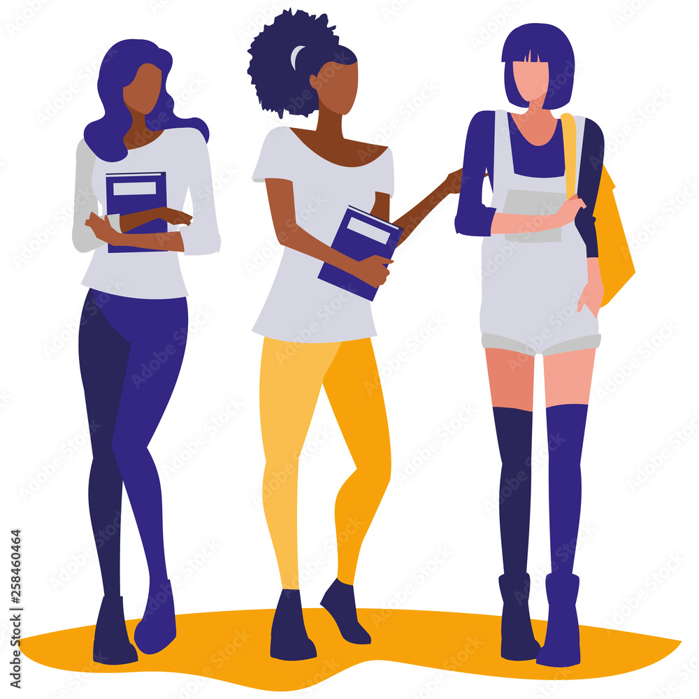 Obraz premium young girls students modeling