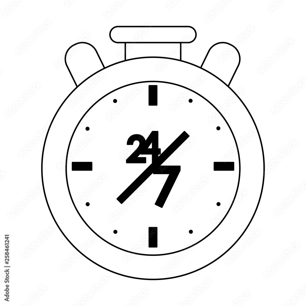 Twenty four seven time symbol black and white Twenty four seven time symbol black and white