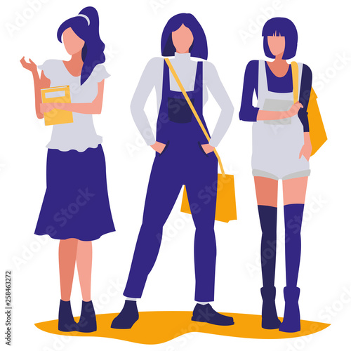 young girls students modeling