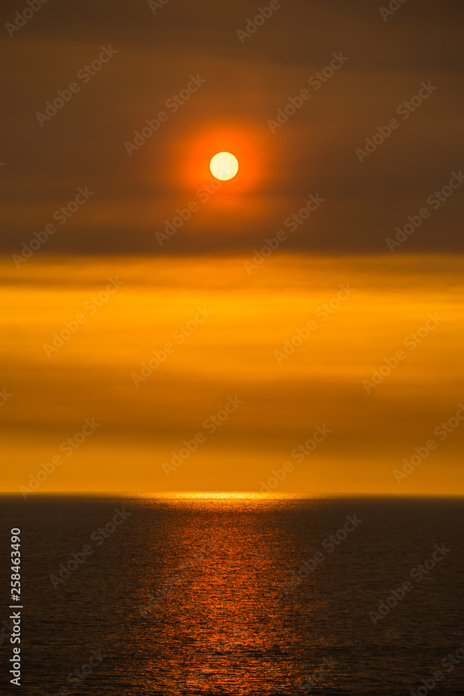 sunset at santa monica beach and pier