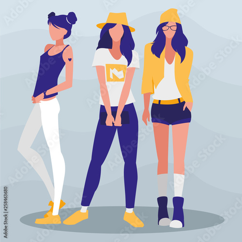 beautiful girls with pose of modeling