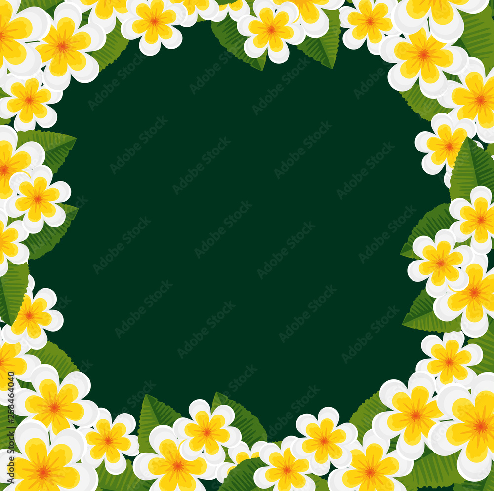 Obraz premium beautiful flowers and leafs square frame