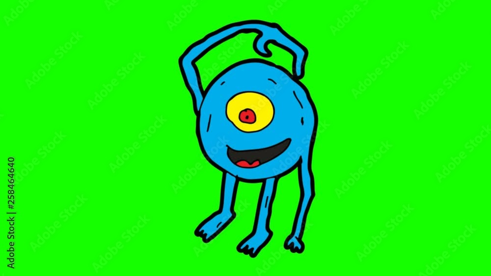 kids drawing green screen with theme of one eye monster kids drawing green screen with theme of one eye monster