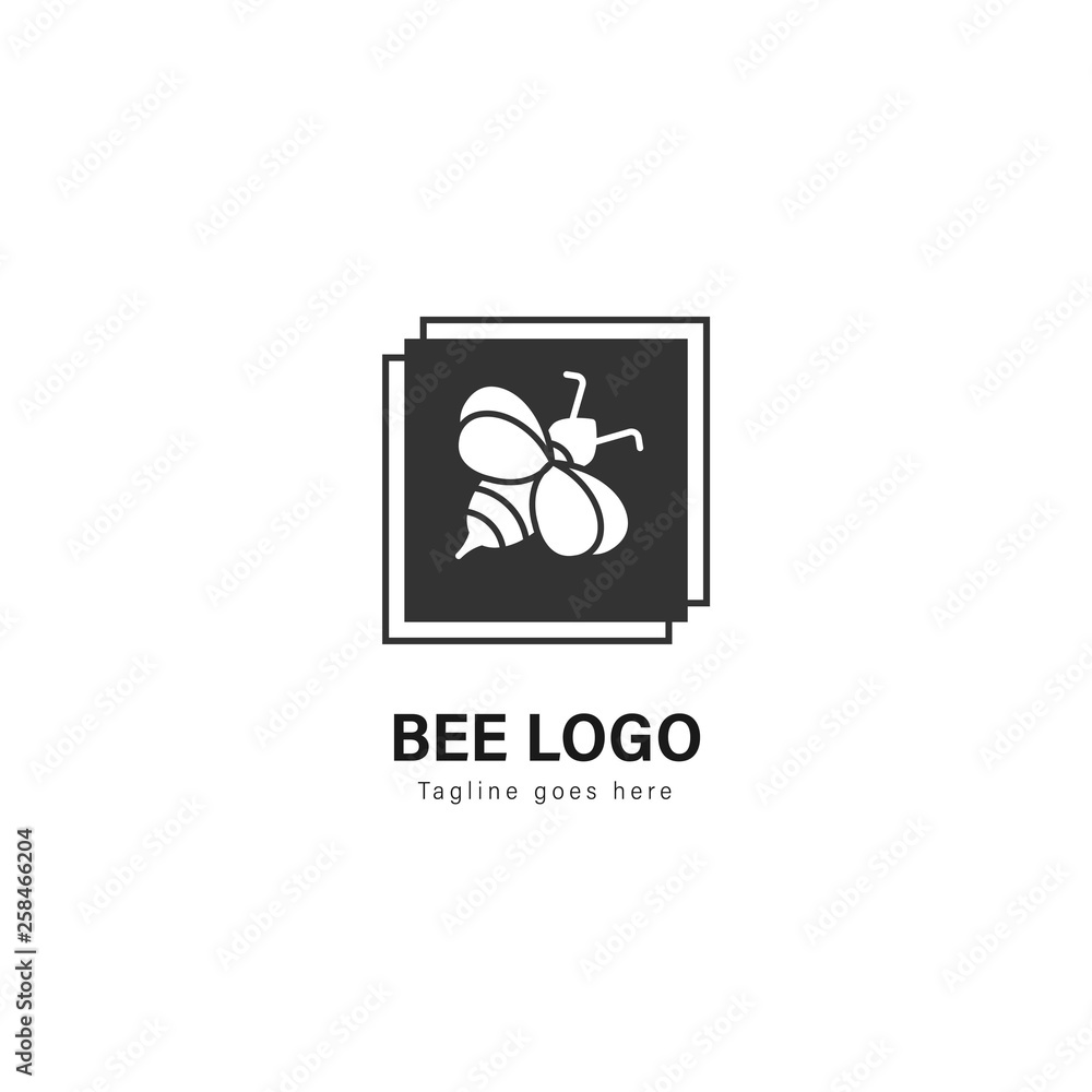 Bee logo template design. Bee logo with modern frame vector design Bee logo template design. Bee logo with modern frame vector design