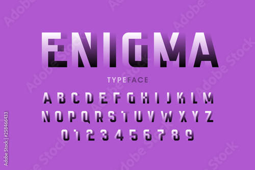 Impossible shape font design, alphabet letters and numbers