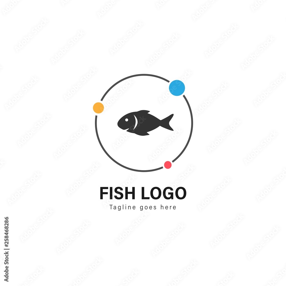 Fish logo template design. Fish logo with modern frame vector design Fish logo template design. Fish logo with modern frame vector design