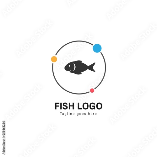 Fish logo template design. Fish logo with modern frame vector design