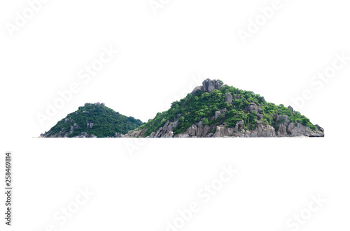 Natural island isolated on white background of file with Clipping Path .