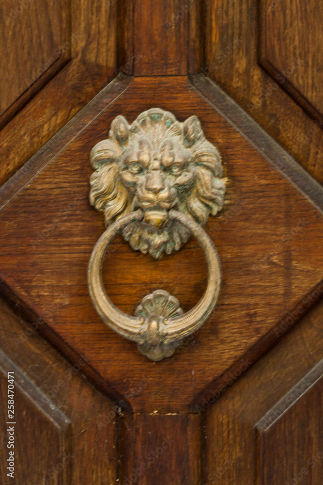 Ancient italian lion shaped door knocker. Ancient italian lion shaped door knocker.