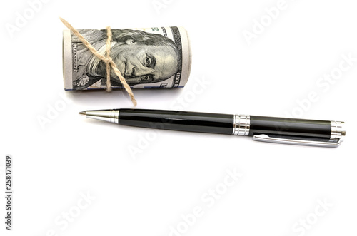 Wallpaper Mural twisted dollars and black pen on white background Torontodigital.ca