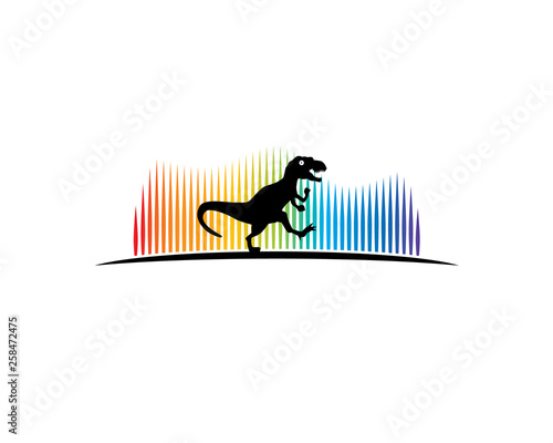 fiercing dinosaur tyrex walking in front of aurora borealis