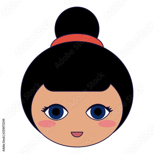 Konstfotografi Japanese girl face cartoon blue lines