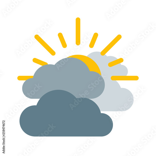 Weather forecast colorful icon. Flat overcast symbol isolated on white background. Vector illustration EPS10.