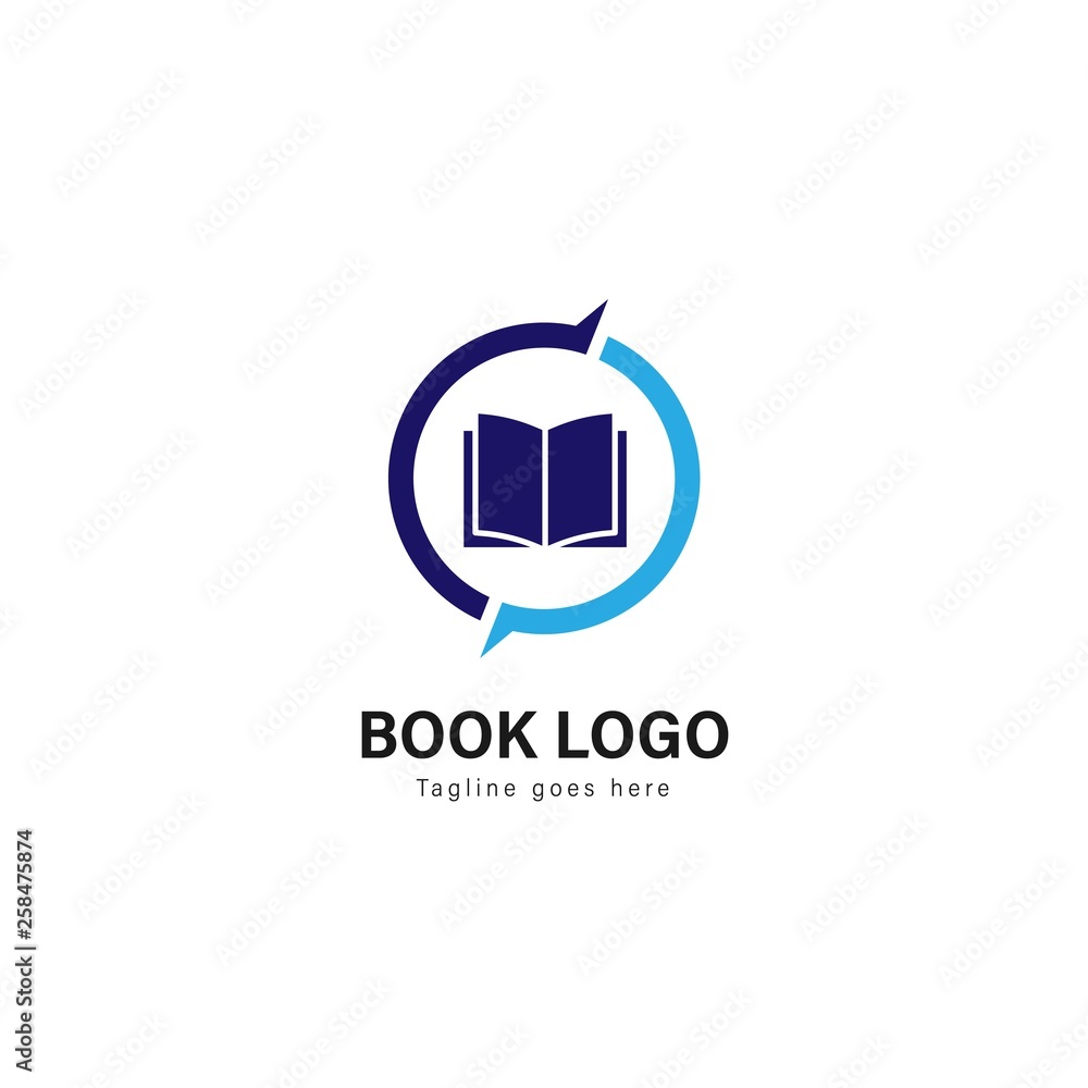 Book logo template design. Book logo with modern frame vector design Book logo template design. Book logo with modern frame vector design