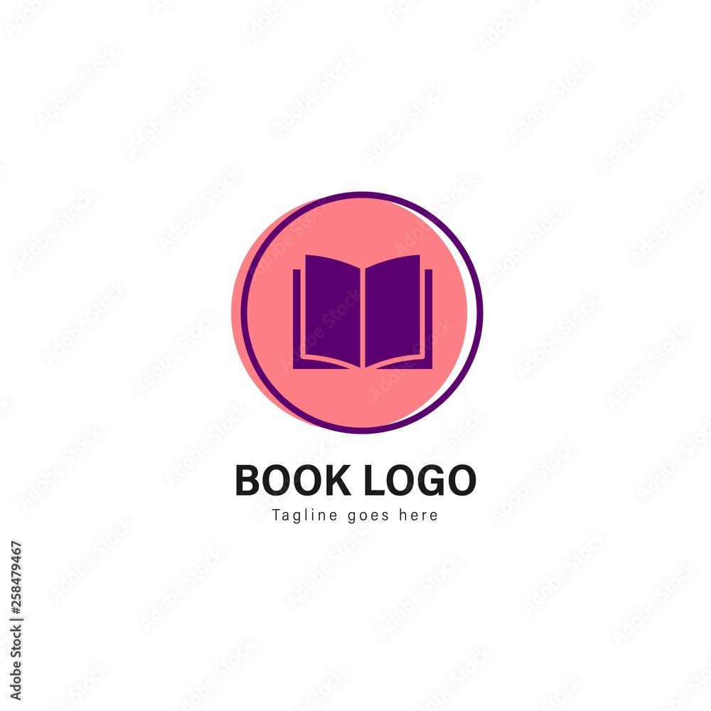 Book logo template design. Book logo with modern frame vector design Book logo template design. Book logo with modern frame vector design