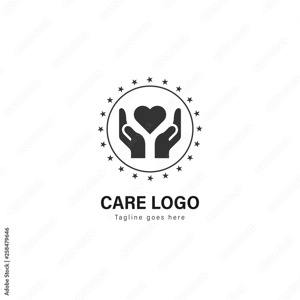 Care logo template design. Care logo with modern frame vector design Care logo template design. Care logo with modern frame vector design