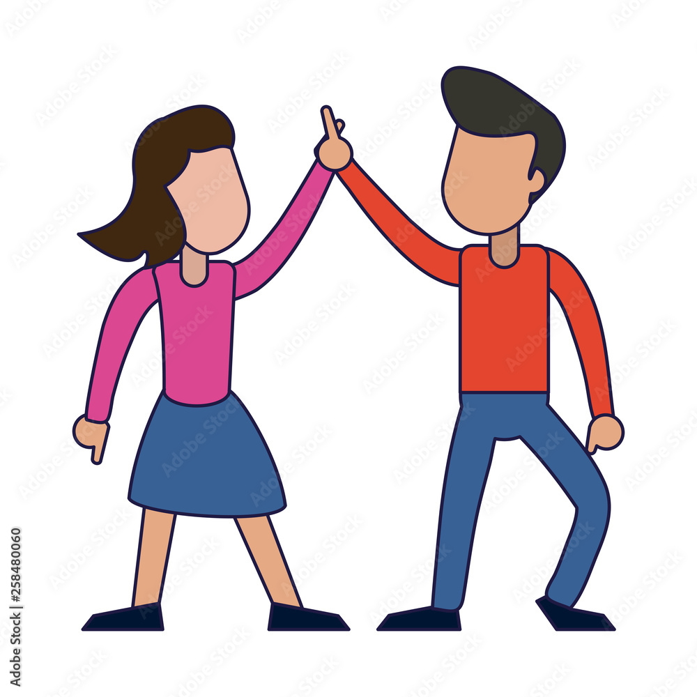 Couple dancing and smiling blue lines Couple dancing and smiling blue lines