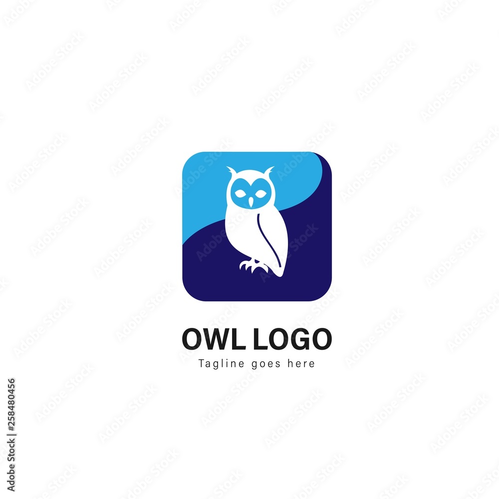 Owl logo template design. Owl logo with modern frame vector design Owl logo template design. Owl logo with modern frame vector design