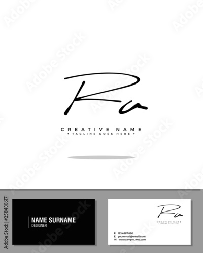 R A RA initial handwriting logo template vector.  signature logo concept