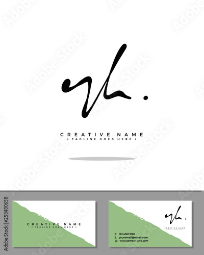 R H RH initial handwriting logo template vector.  signature logo concept