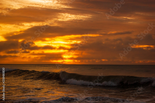 once in a life time beautiful sunrise over the indian ocean  waves are breaking at the great ocean road  victoria  australia