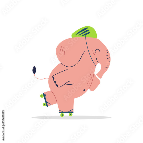 Cute elephant on a roller. Eps 10.