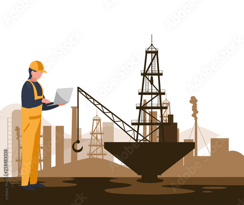oil industry worker with tools avatar character