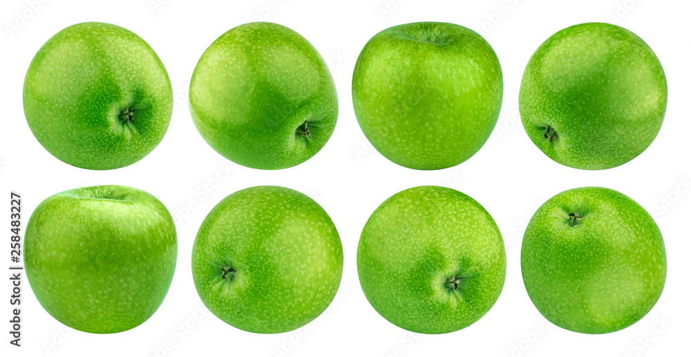 Green apple isolated on white background with clipping path, granny smith, collection Green apple isolated on white background with clipping path, granny smith, collection