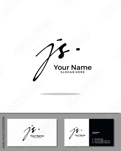 J S JS initial handwriting logo template vector.  signature logo concept