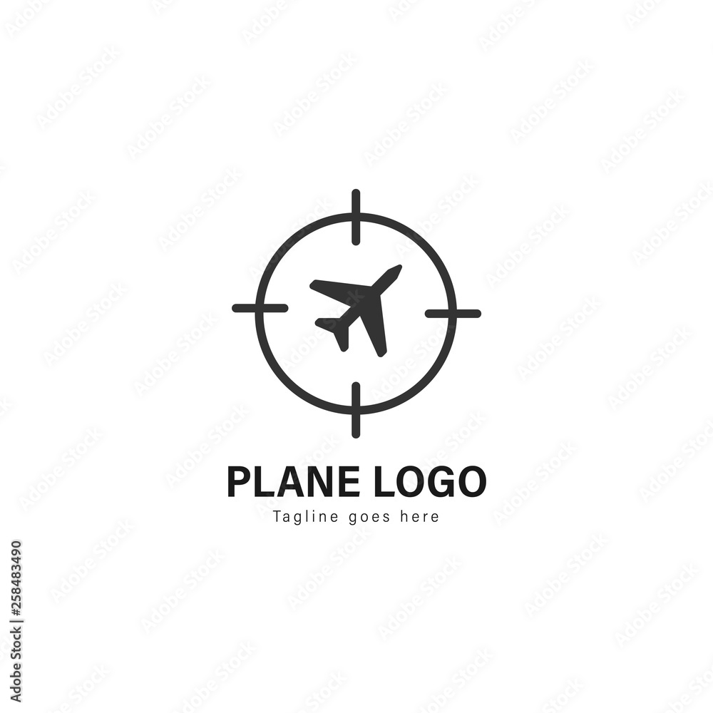 Plane logo template design. Plane logo with modern frame vector design Plane logo template design. Plane logo with modern frame vector design