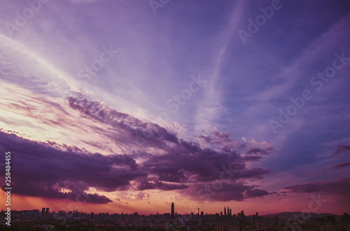 Sunset view of kuala lumpur city from bukit ampang, kuala lumpur, Malaysia. Taken from Ampang Lookout Point.