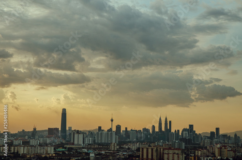 Photography Sunset view of kuala lumpur city from bukit ampang, kuala lumpur, Malaysia