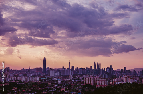 Canvas Print Sunset view of kuala lumpur city from bukit ampang, kuala lumpur, Malaysia