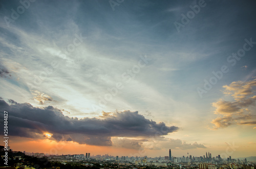 Photography Sunset view of kuala lumpur city from bukit ampang, kuala lumpur, Malaysia