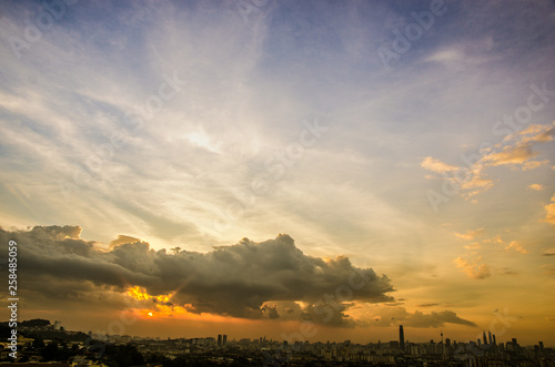 Canvas Print Sunset view of kuala lumpur city from bukit ampang, kuala lumpur, Malaysia