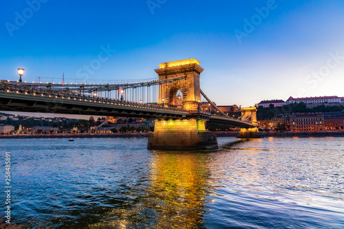 Chain Bridge in Budapest by Blue Hour