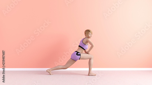 Hamstring Lunge Yoga Pose 3d Render