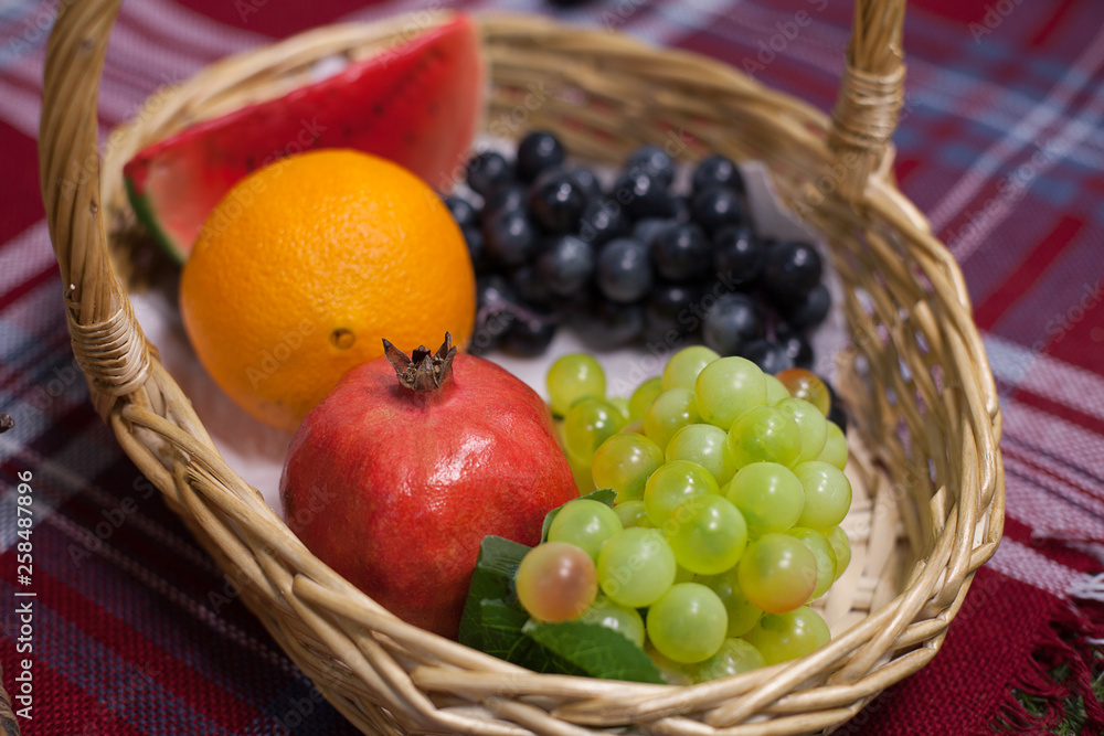 fresh fruit on a beautiful patterned plate fresh fruit on a beautiful patterned plate