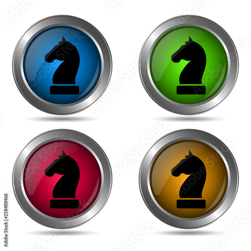 Chess knight icon.A set of round colored icons.