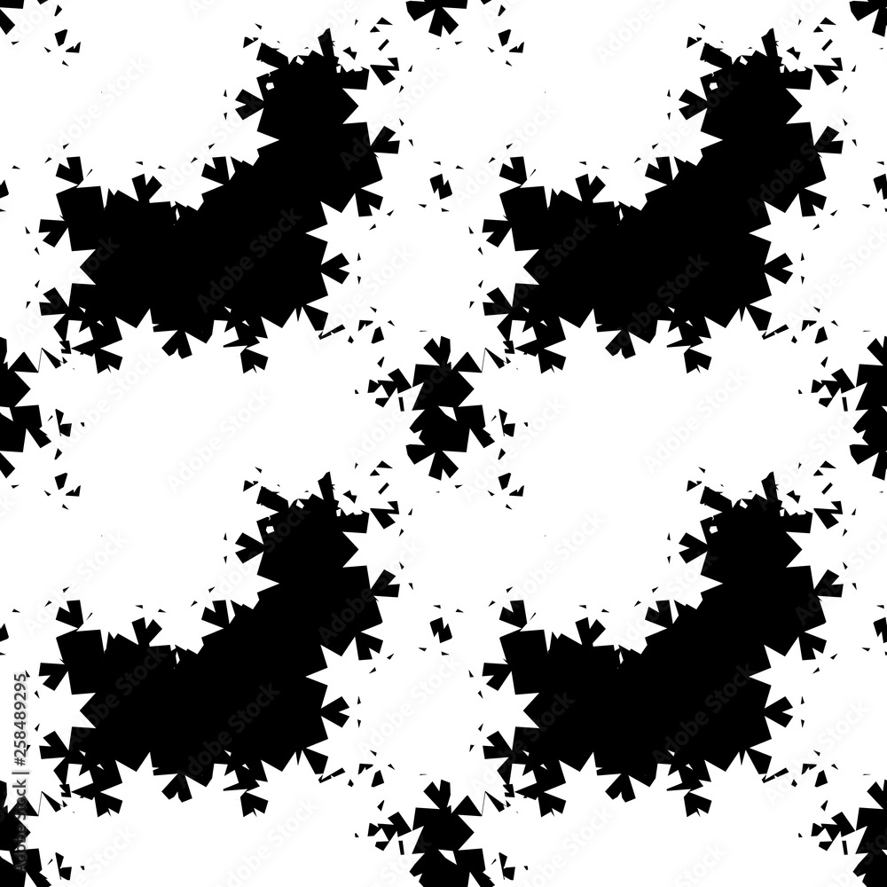 Obraz premium Seamless pattern urban design. Black and white print with fractal stars. Watercolor effect. Suitable for bed linen, leggings, shorts and fashion industry.