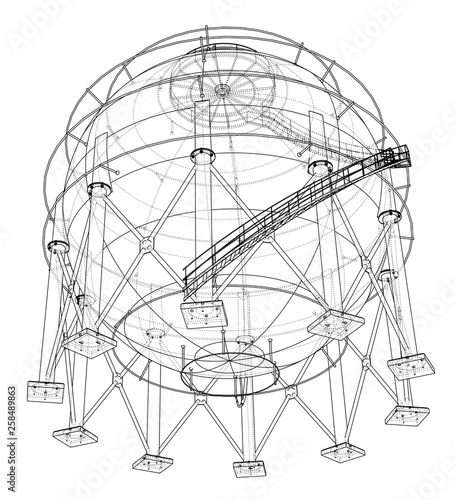 Spherical gas tank outline. Vector