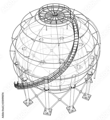 Spherical gas tank outline. Vector