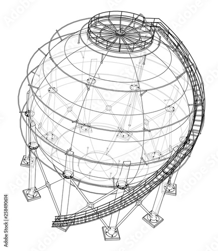 Spherical gas tank outline. Vector
